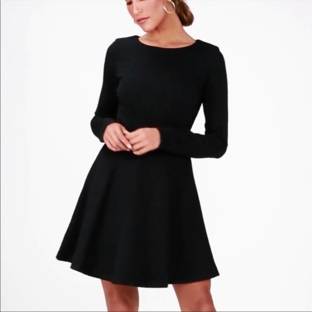 Lulus forever chic black long sleeve dress xs